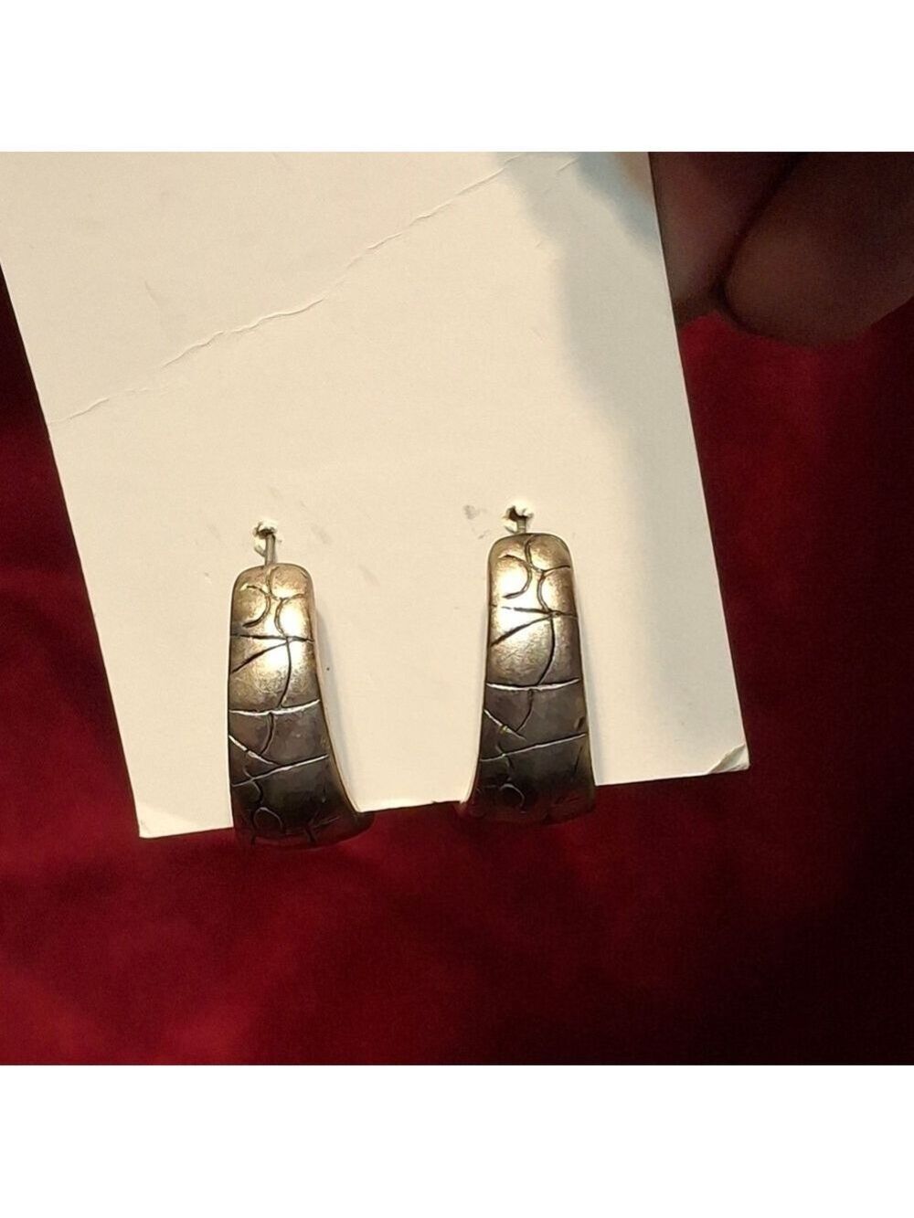 Silvertone Textured Hoop earrings